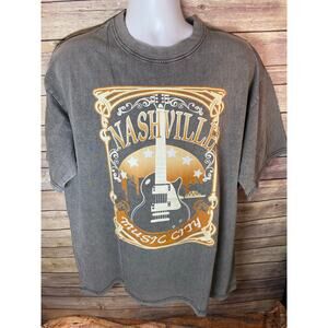 Wrenpies Nashville Music City T‑Shirt – Gray – Guitar Graphic – Men’s XL